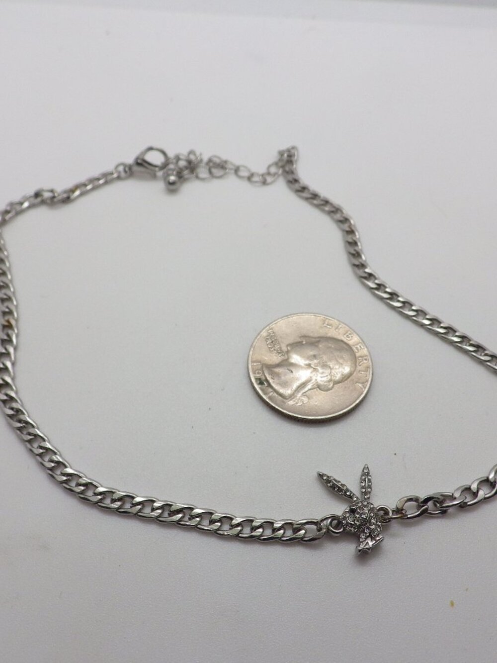 Vintage Playboy Bunny Necklace/Choker Silver tone 902G1